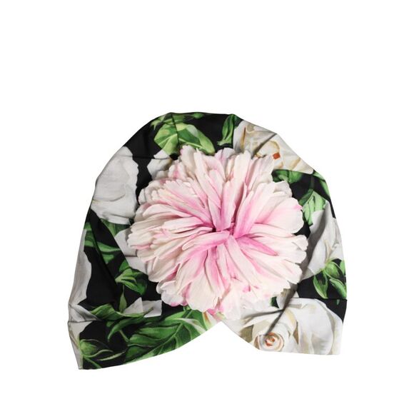 Dolce & Gabbana Black Floral Motif Turban Headwear Women Women's Hat